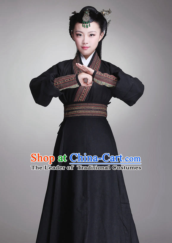 Chinese Ancient Swordswomen Halloween Costume and Hair Jewelry for Women