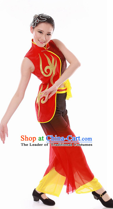 Chinese Folk Fan Dance Costume Wholesale Clothing Discount Dance Costumes Dancewear Supply for Women
