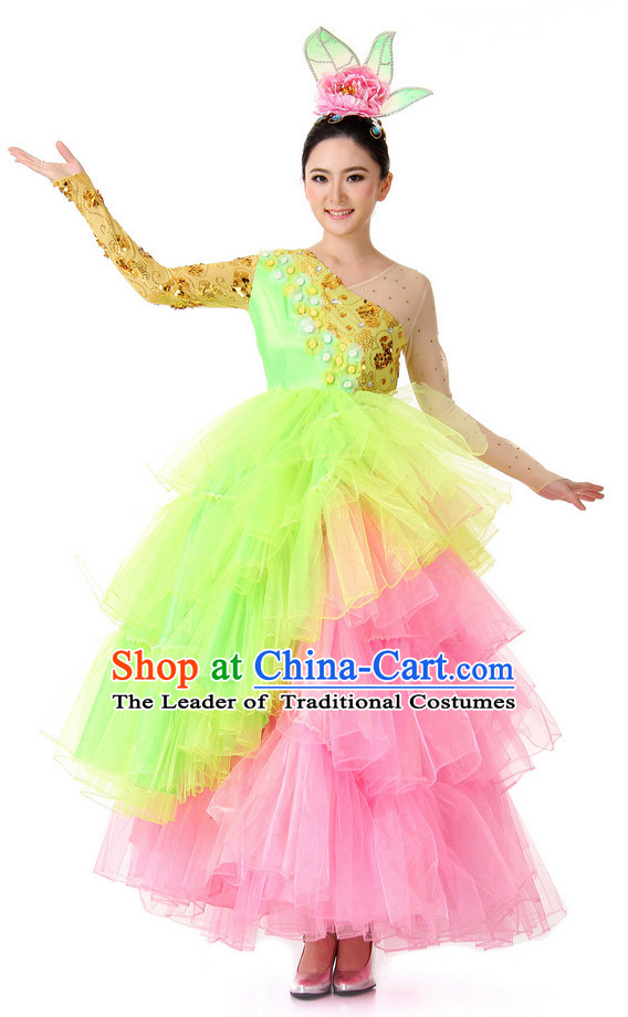Chinese Classical Festival Celebration Dance Outfit Costume Wholesale Clothing Group Dance Costumes Dancewear Supply for Girls