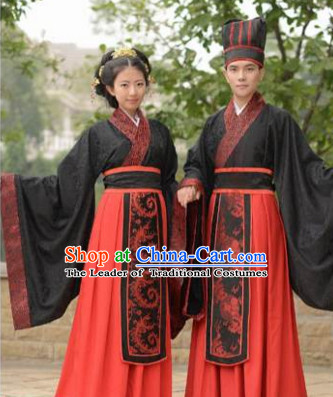 Western Zhou Dynasty Wedding Dress Clothing Clothes Garment and Hair Accessories for Men and Women