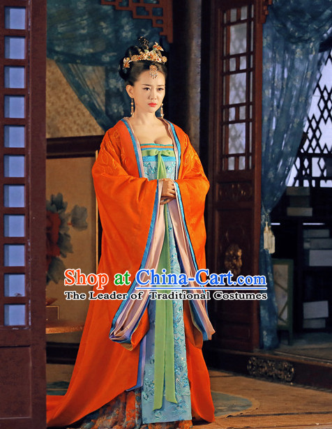 Chinese Tang Dynasty Princess Wencheng Costumes Costume Complete Set for Women