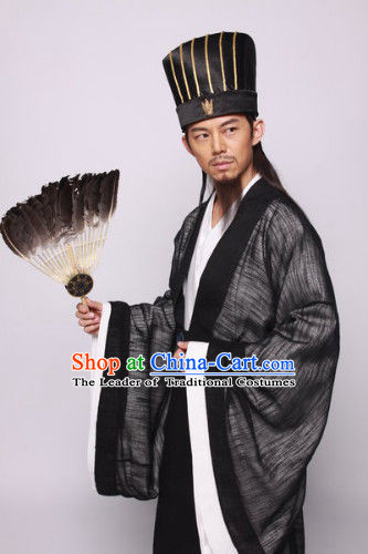 Three Kingdoms San Guo Chinese Costume Chinese Costumes Zhuge Liang Clothing Clothes Garment Outfits Suits for Men