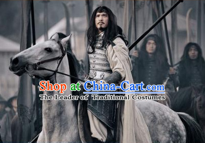 Three Kingdoms Chinese General Lu Su Fighter Knight Costume Costumes Clothing Clothes Garment Outfits Suits for Men