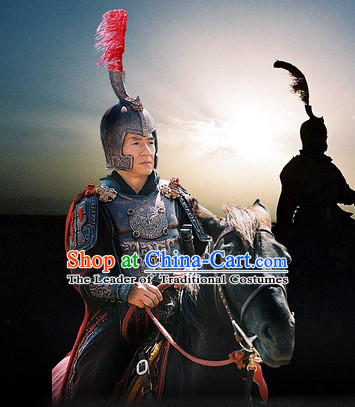 Chinese Qin Dynasty General Wang Jian Armor Costumes Dresses Clothing Clothes Garment Outfits Suits Complete Set for Men