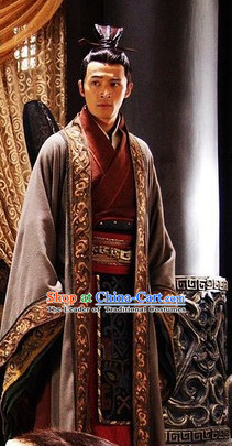 Chinese Qin Dynasty Prime Minster Zhao Gao Costumes Dresses Clothing Clothes Garment Outfits Suits Complete Set for Men