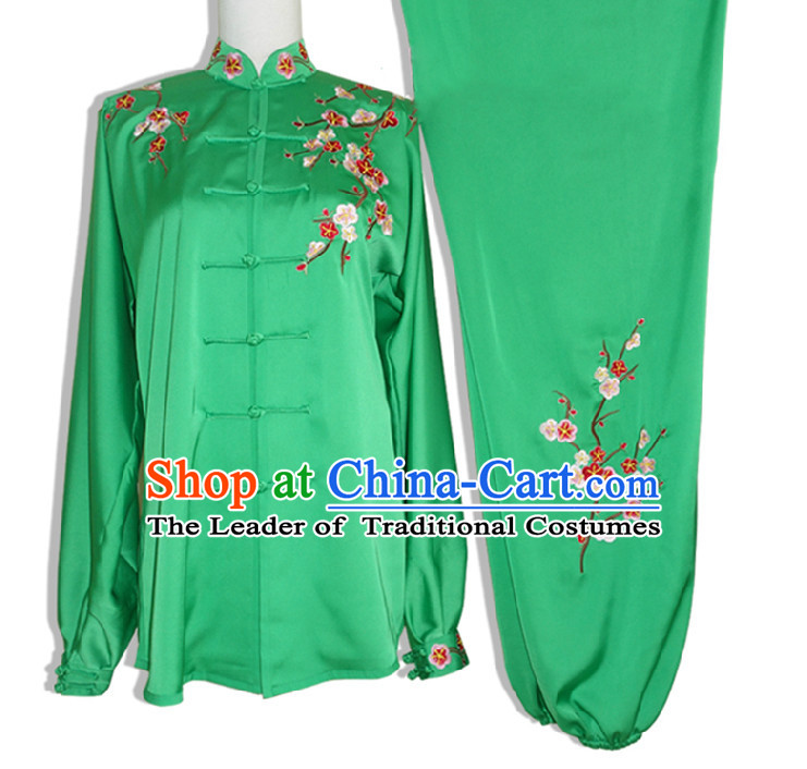 Top Long Sleeves Embroidered Plum Blossom Wing Chun Uniform Martial Arts Supplies Supply Karate Gear Tai Chi Uniforms Clothing for Women and Girls