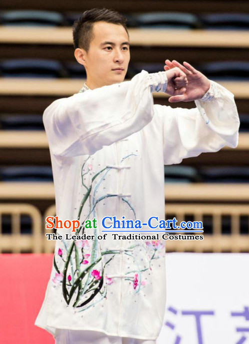 White Orchid Tai Ch Swords Taiji Tai Ji Sword Martial Arts Supplies Chi Gong Qi Gong Kung Fu Kungfu Uniform Clothing Costume Suits Uniforms for Men and Boys