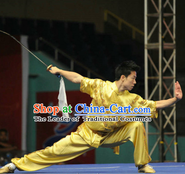 Top Tai Chi Swords Competition Outfit Taiji Contest Jacket Pants Supplies Custom Kung Fu Costume Wu Shu Clothing Martial Arts Costumes for Men Women Kids Boys Girls