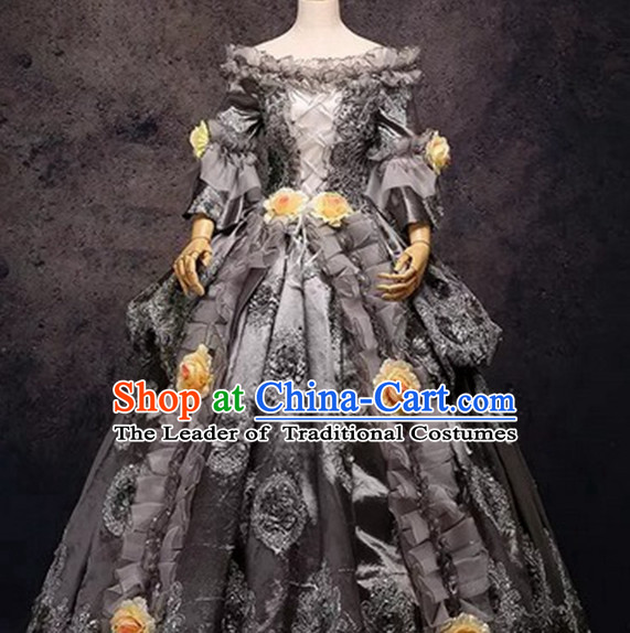 Traditional European English Buckingham Palace Princess Queen Clothing British National Costumes and Headwear Complete Set for Women and Girls