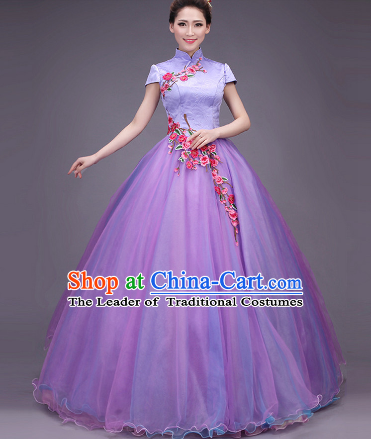 Asian Evening Dress Plum Blossom Musician Uniform Singing Choir Outfits Dancing Costume Stage Opening Dance Costume Parade Dancewear Complete Set
