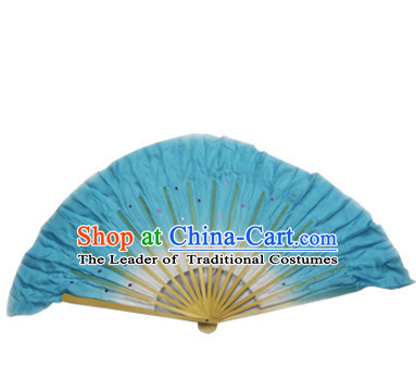 Light Blue 16 Inches Pure Silk Color Change Chinese Dance Belly Dance Hand Fans Hand Fan Japanese Wedding Fans Oriental Fan