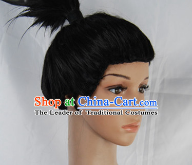 Ancient Japanese Korean Male Wigs Female Wigs Toupee Wig Hair Extensions Sisters Weave Cosplay Wigs Lace and Hair Jewelry for Men