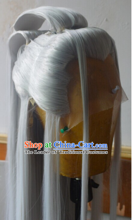 Ancient Chinese Long Wigs Cosplay Wig Performance Hair Extensions Real Wigs Toupee Full Lace Front Weave Pieces and Accessories for Men