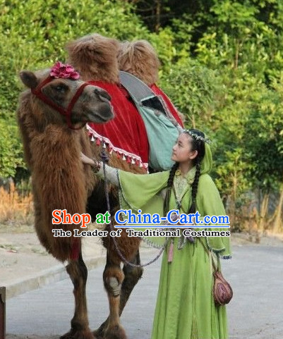 Ancient Chinese Hanfu Dress and Headwear Complete Set for Girls