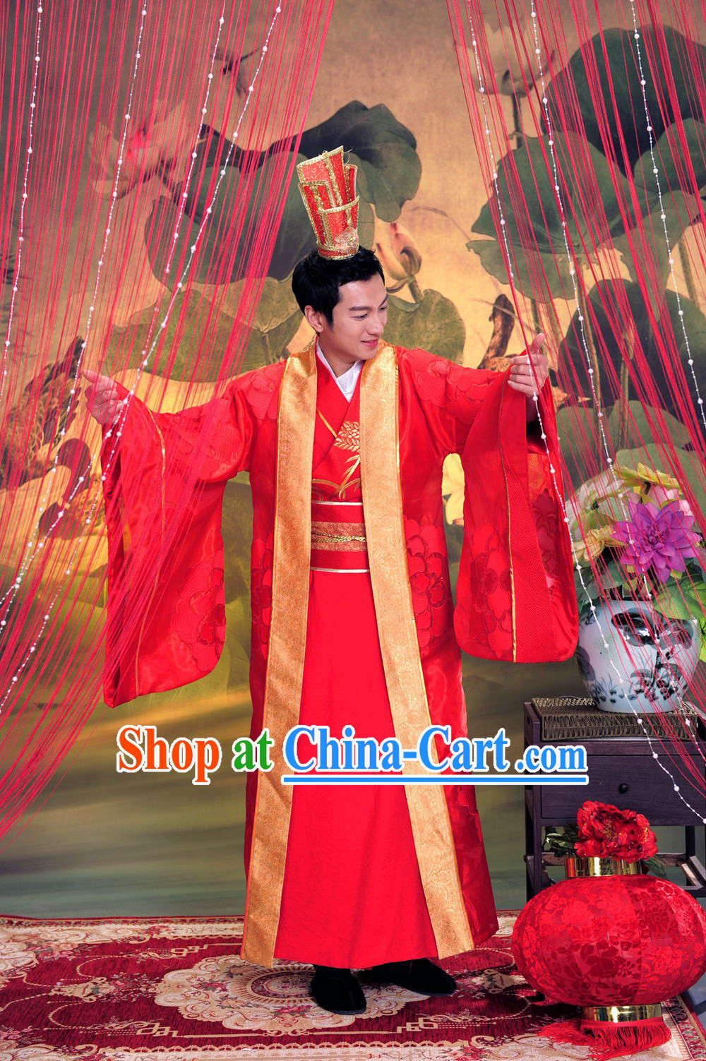 Chinese Traditional Bridegroom Suit and Hat Complete Set
