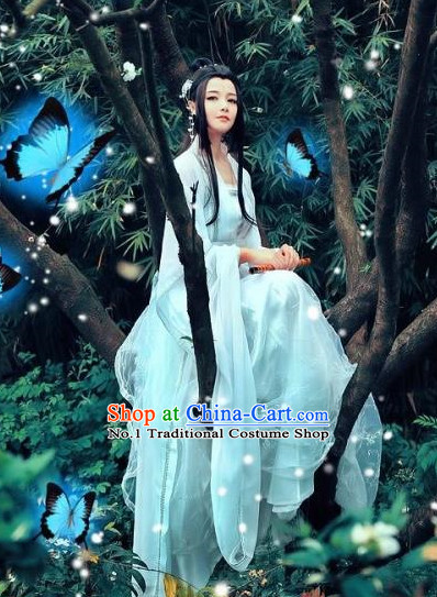 Pure White China Beauty Hanfu Dress for Women