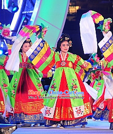 Korean Traditional Long Sleeves Dance Costumes for Women