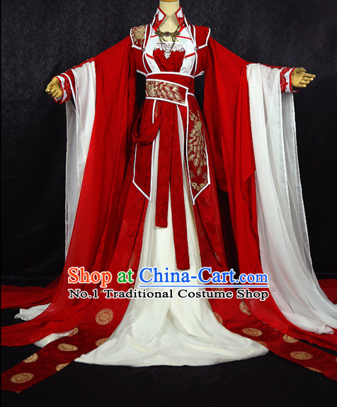Beautiful Chinese Women Red Fairy Costumes