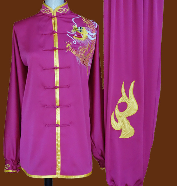 Top China Dragon Embroidery Purple Taiji Suit