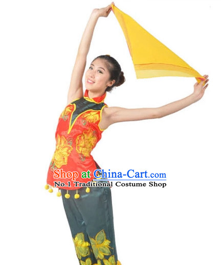Asian Fashion Chinese Handkerchief Dance Costumes for Ethnic Women