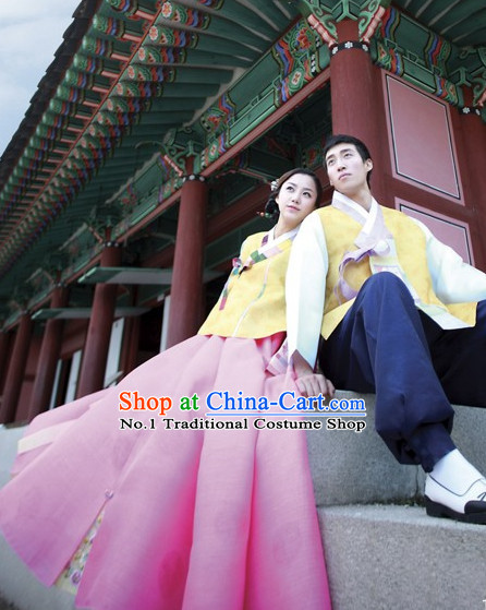 Korean Bridal Wedding Dresses 2 Complete Sets for Brides and Bridegrooms
