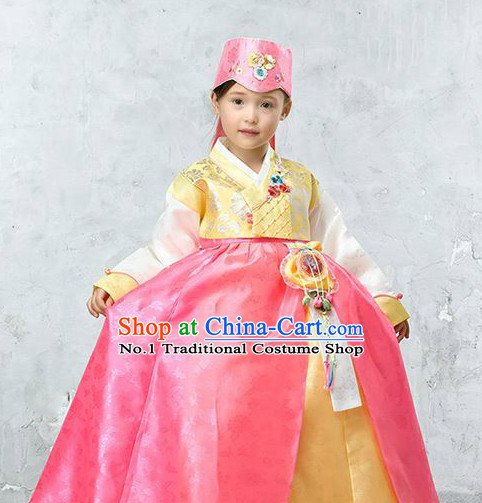 Top Korean Traditional Hanbok National Costumes Complete Set for Children