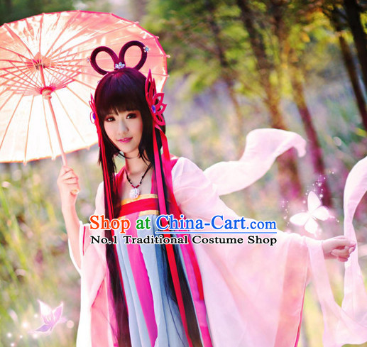 Chinese Halloween Costumes Traditional Clothing China Shop Fairy Kimono Dress and Hair Accessories