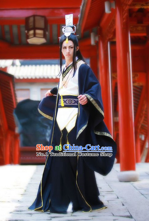 Black Chinese Prince Cosplay Costumes Asian Fashion Complete Set for Men