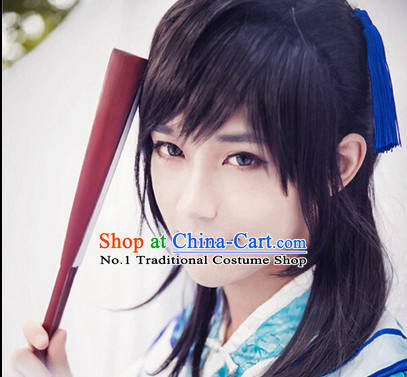 Chinese Traditional Black Swordman Wig for Men