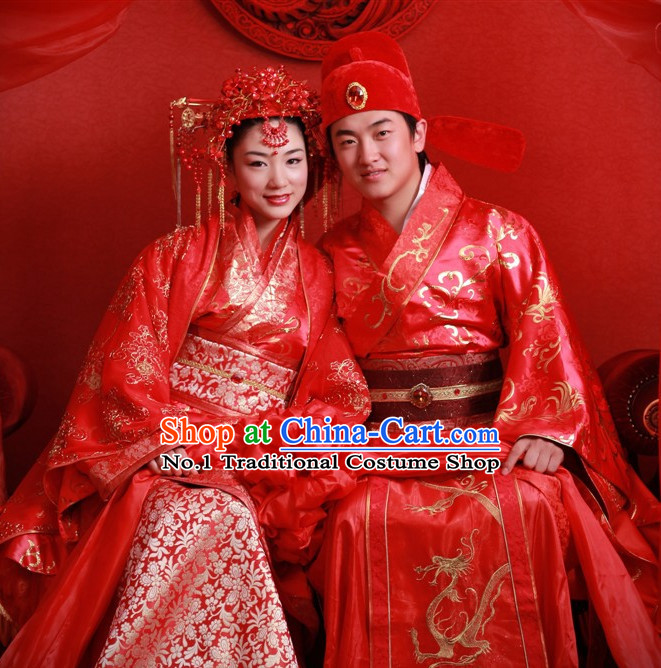 Oriental Clothing Chinese Wedding Clothes and Hats for Bridal Couples