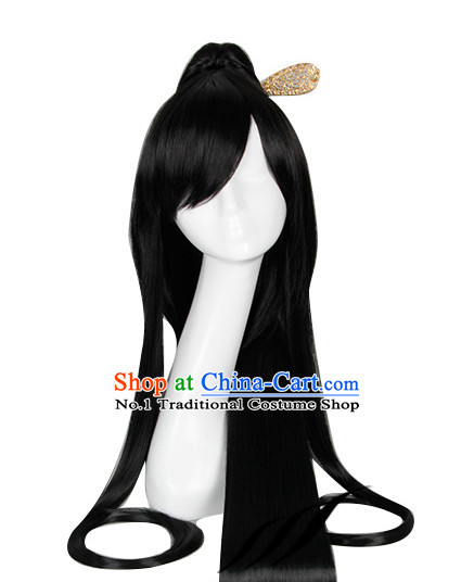 Traditional Asian Chinese Black Long Wig