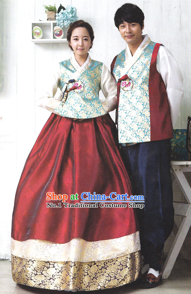 Korean Couple Traditional Dresses Hanbok Clothing for Men and Women