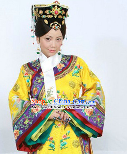 Chinese Queen Embroidery Robe and Hair Ornaments Complete Set