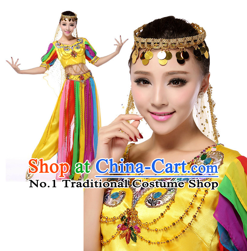 Indian Dance Costumes Apparel Dance Stores Dance Gear Dance Attire and Hair Accessories Complete Set for Women