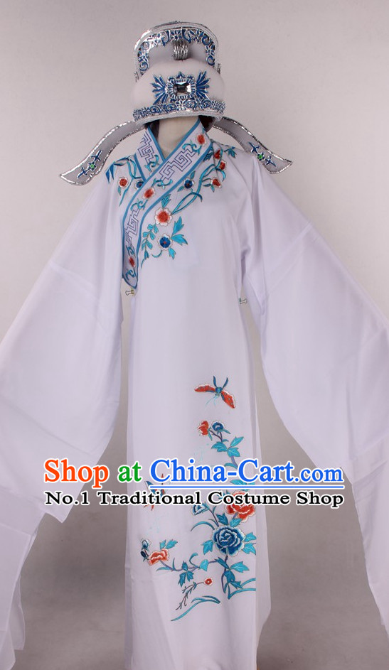 Chinese Culture Chinese Opera Costumes Chinese Cantonese Opera Beijing Opera Costumes Young Scholar Costumes and Hat Complete Set for Men