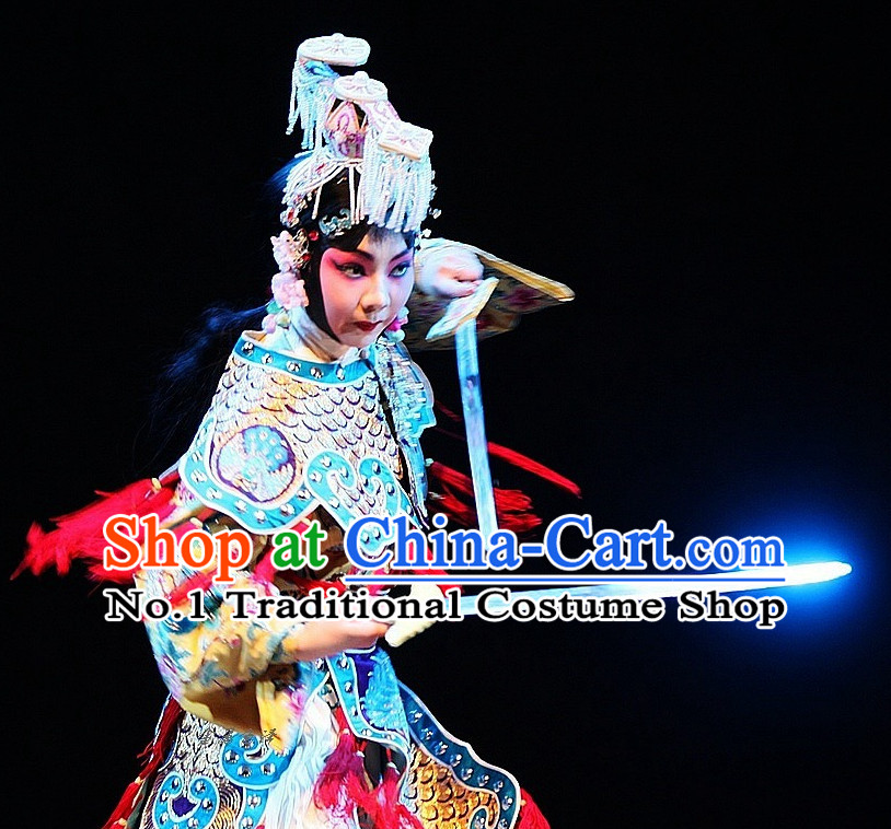 Chinese Peking Opera Empress Costumes and Hair Accessories Complete Set