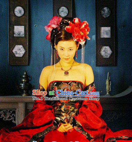 Chinese Empress Plus Size Dress and Headpiece Complete Set for Women