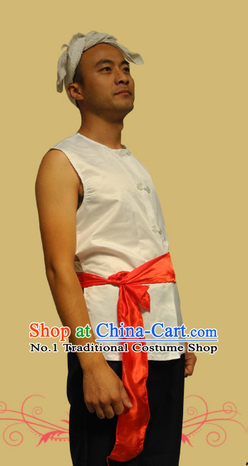 Asian Fashion Chinese Old Society Village Farmer Performance Costumes and Headband