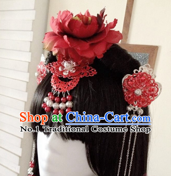 Chinese Style Female Red Wedding Hair Accessories Headpieces