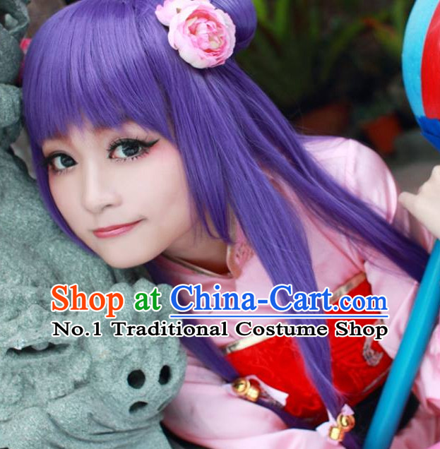 Chinese Cosplay Long Purple Wigs for Girls