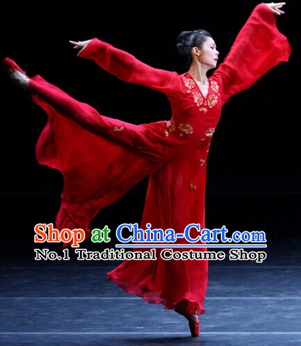 Red Chinese Classicial Dance Costumes Complete Set for Women