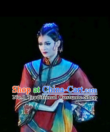 Chinese Classical Dance Costumes and Headwear Complete Set for Women