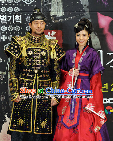 Ancient Korean Imperial General Armor Costumes and Headpieces Complete Set