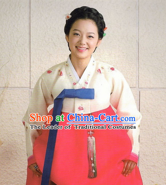Korean Classic Hanbok Customs Garment and Hair Accessories Complete Set for Women