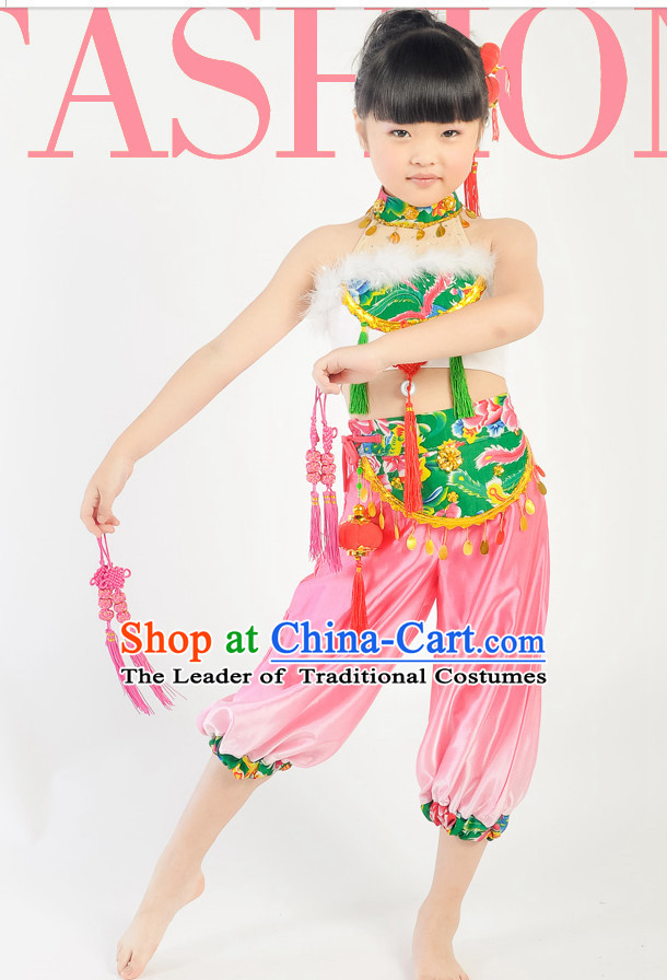 Chinese Kids Folk Dance Costumes for Competition