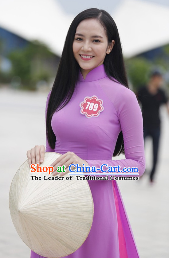 Vietnamese Traditional Ao Dai Purple Dress for Women