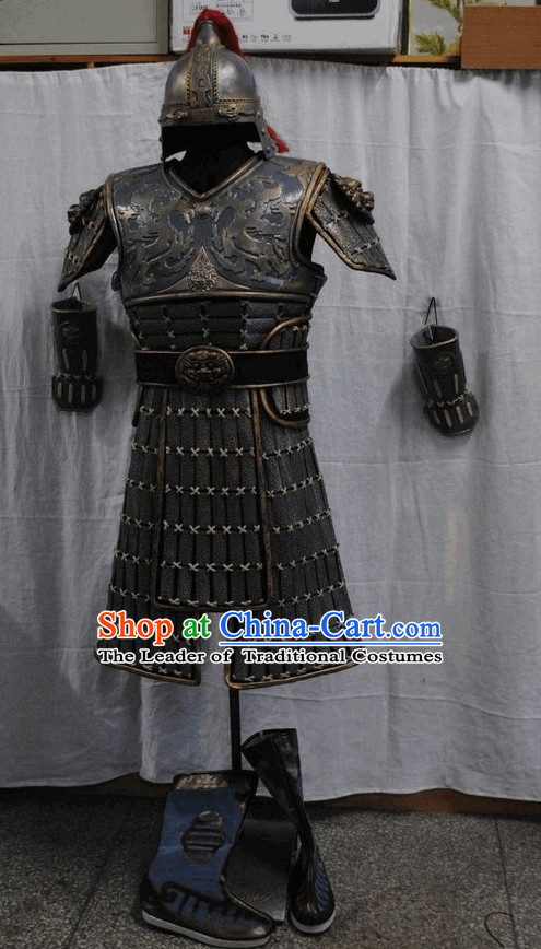 Asian Warrior Costume and Hat and Boots Full Set