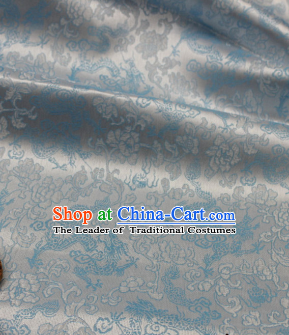 Chinese Traditional Silver Brocade Dragon Fabric