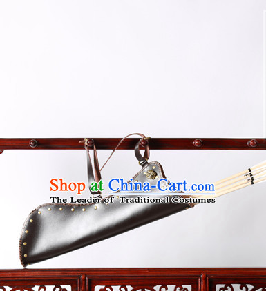 Chinese Ancient Handmade Leather Arrow Bags Hanfu Props Decorations