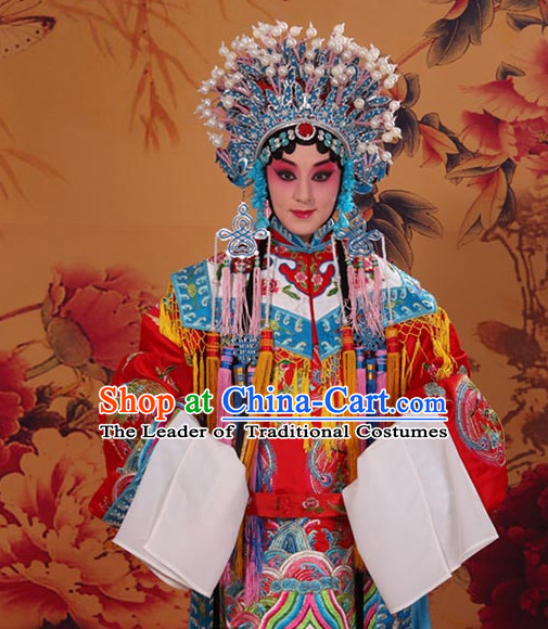 Top Embroidered Chinese Classic Peking Opera Empress Costume Beijing Opera Phoenix Costumes Complete Set for Adults Kids Women Girls